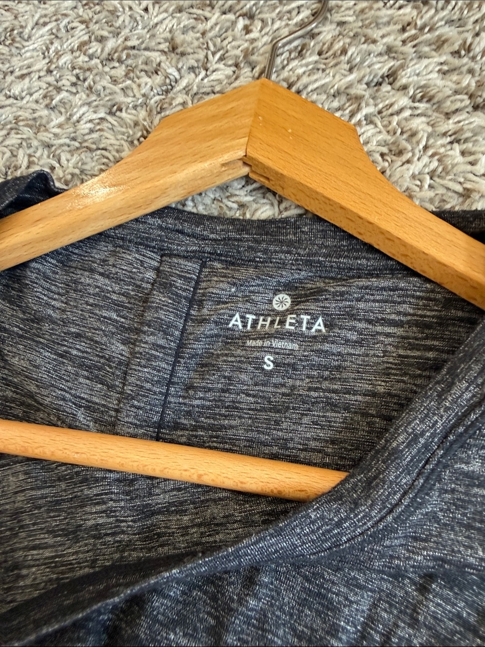 Athleta Long Sleeve Shirt Open Back Heathered Gray size Small - Picture 8 of 9